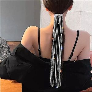 Rhinestone Long Tassel Crystal Hair Accessory